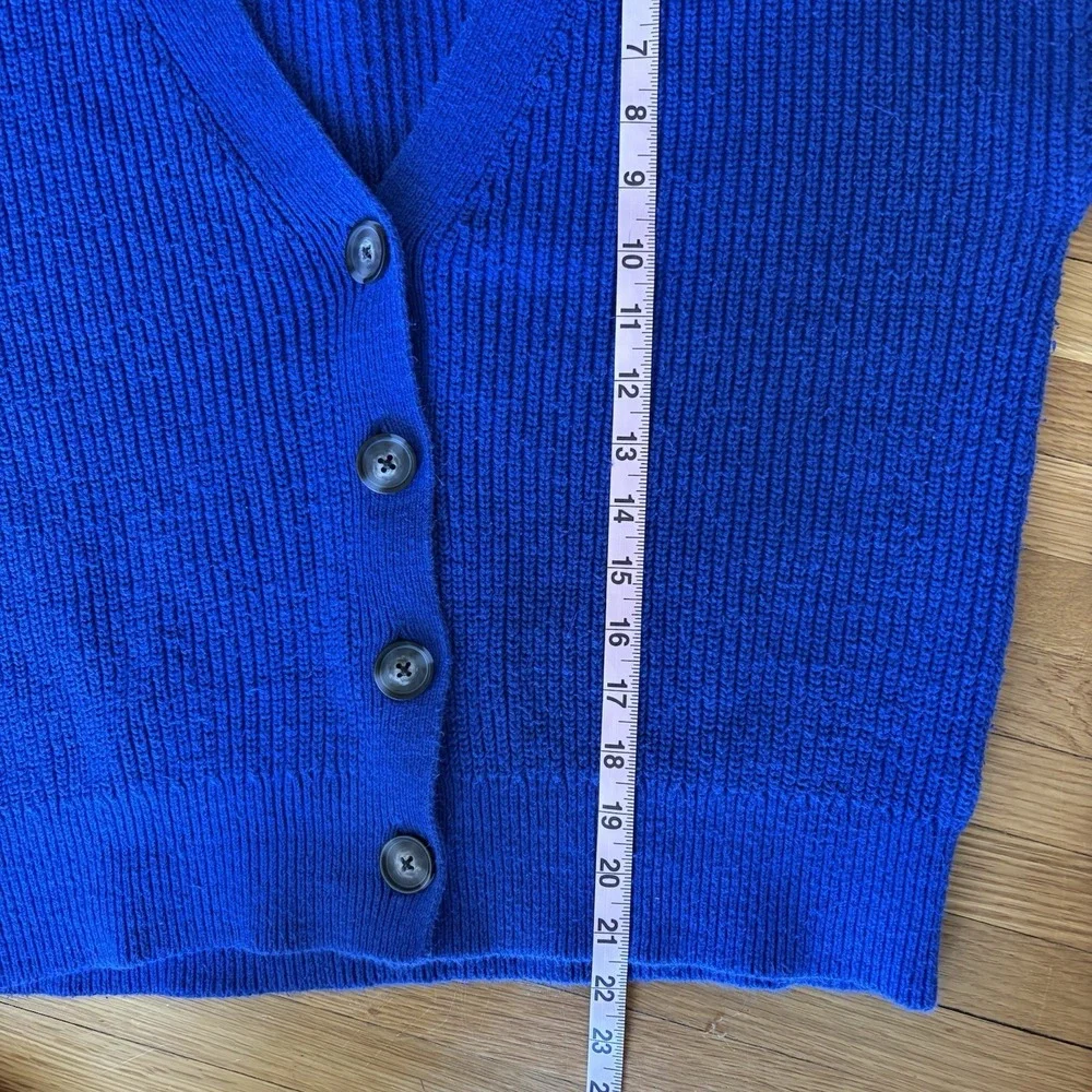 Old Navy Linen Cotton Blend Cardigan Blue V-neck Button Front Sweater Women's M - Picture 11 of 12